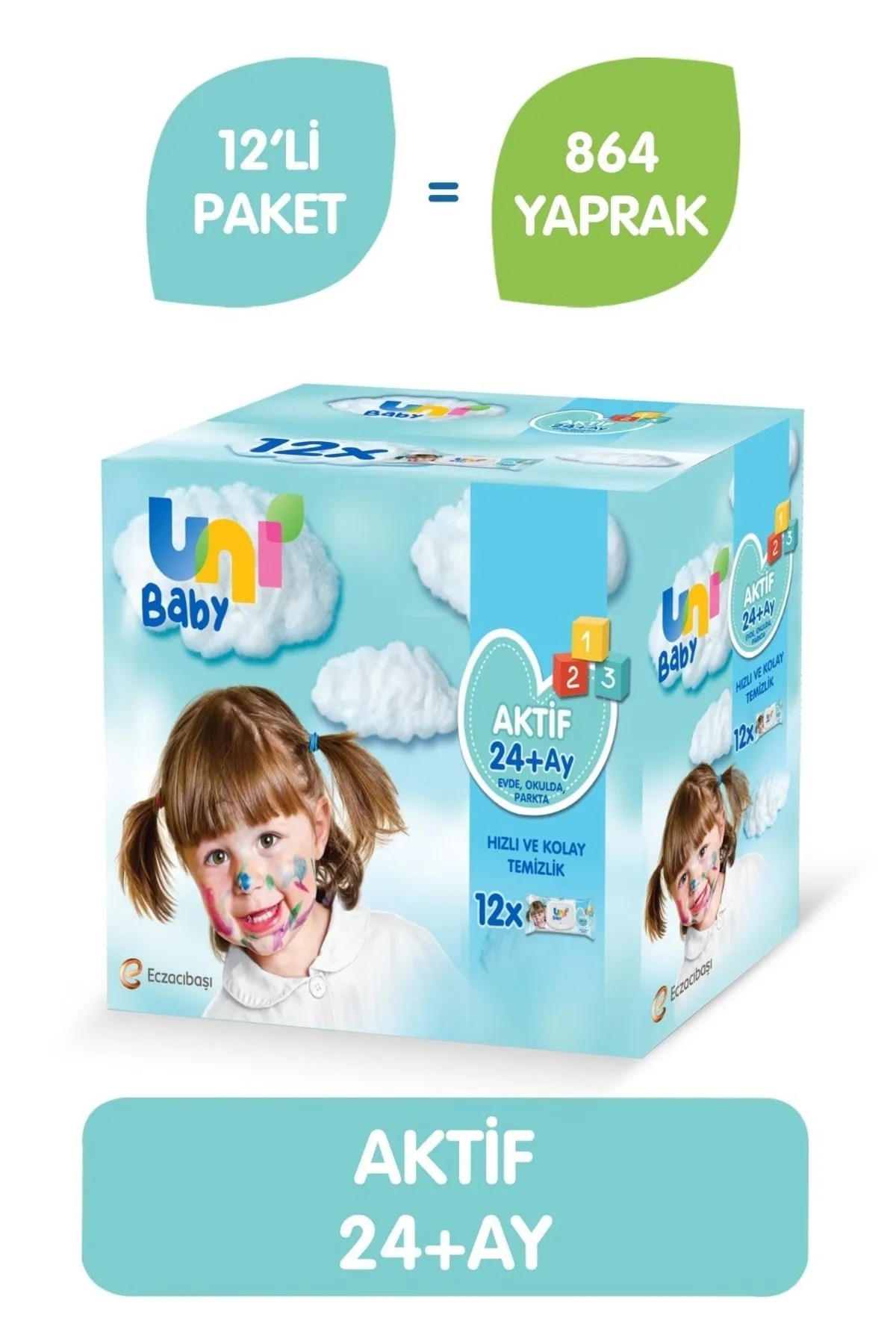 Uni Baby Aktif 24+ Ay Islak Mendil 72 Yaprak