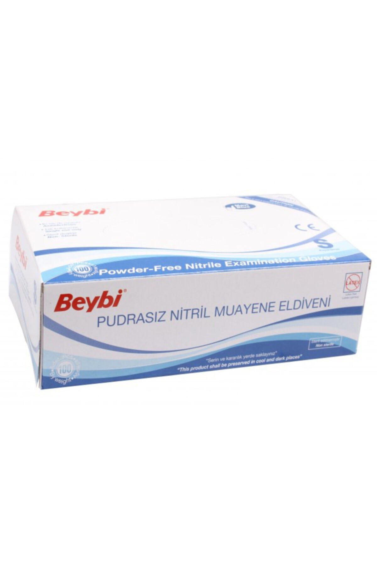 Beybi Nitril Mavi Pudrasız Eldiven Small 100’lü