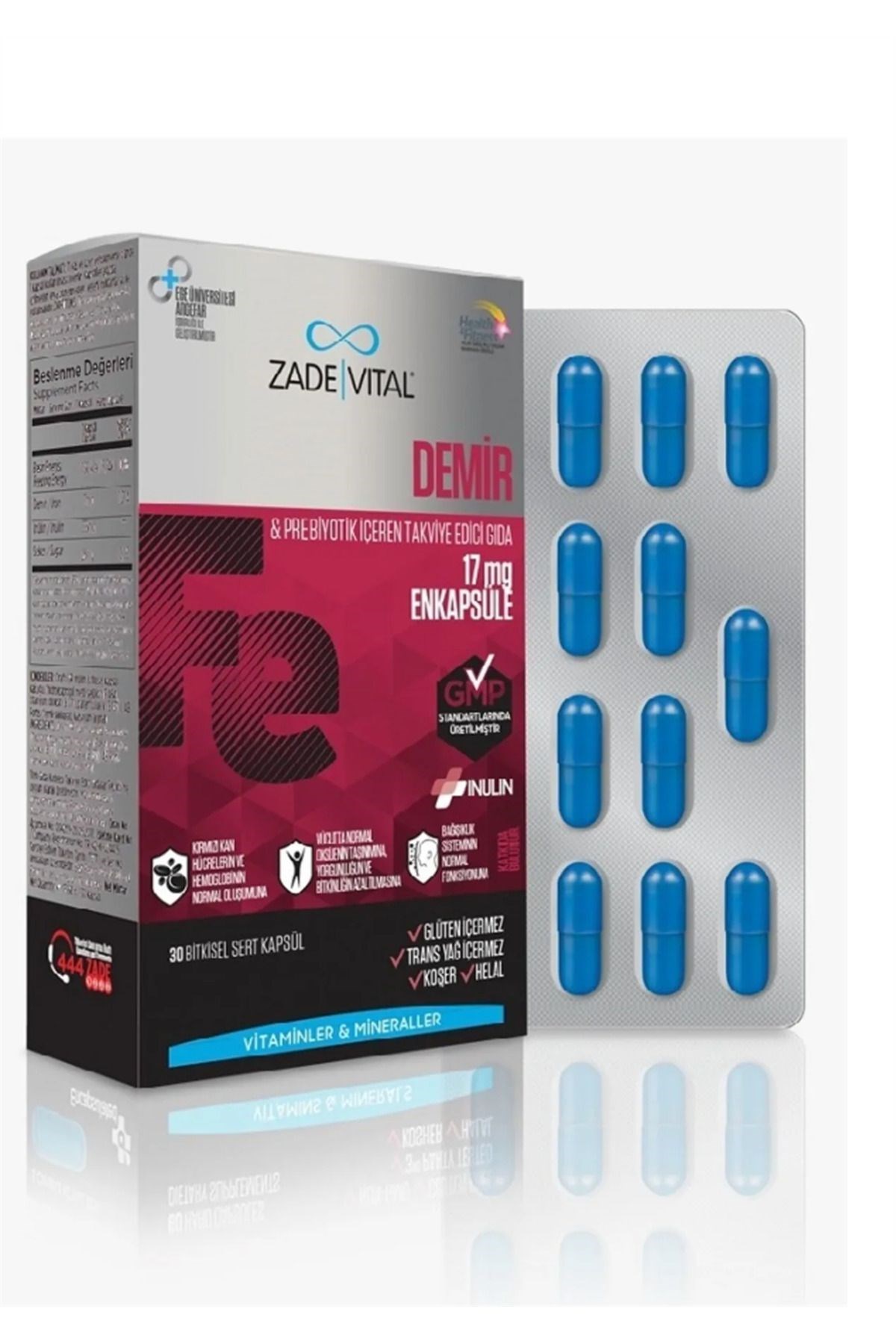 Zade Vital Iron Fe 30 Kapsül