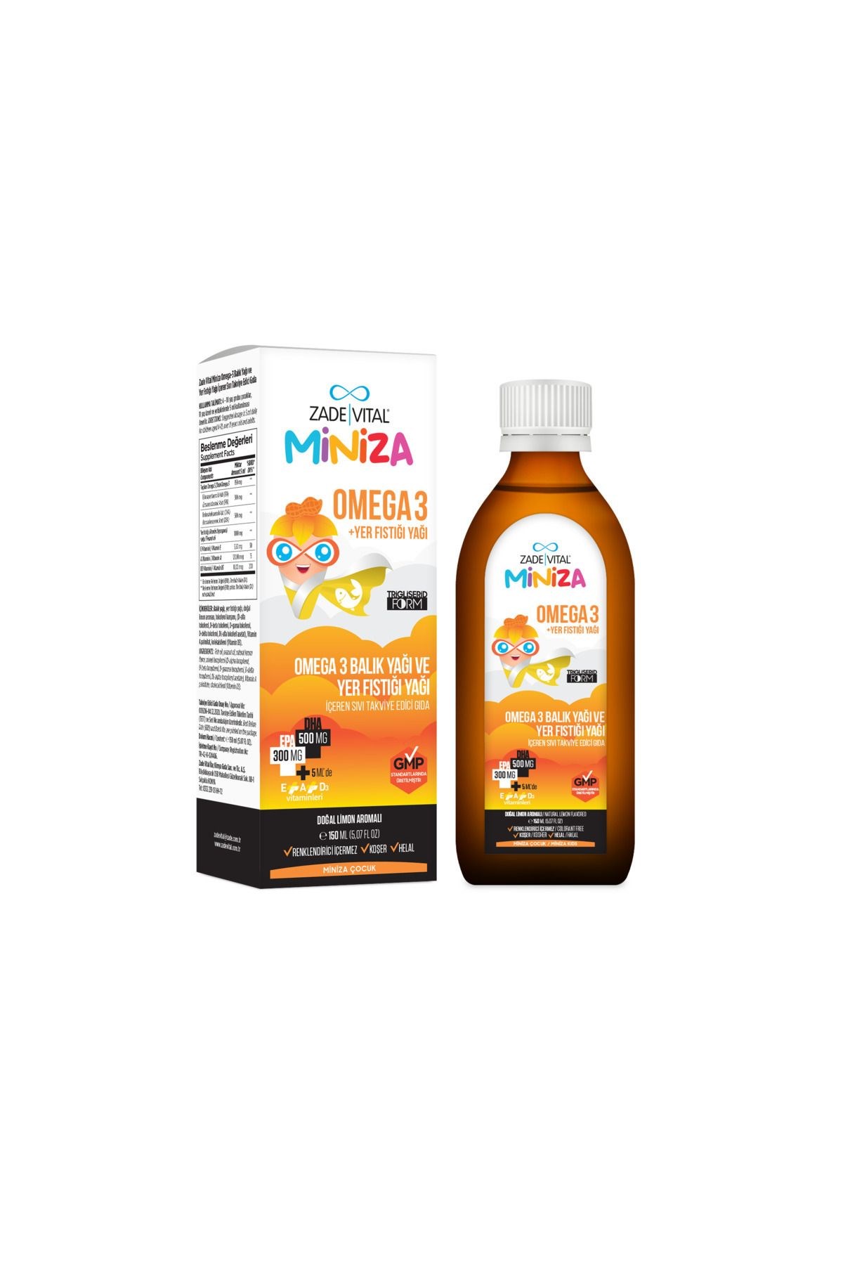 Zade Vital Miniza Omega-3 ve Yer Fıstığı Şurubu 150 ml