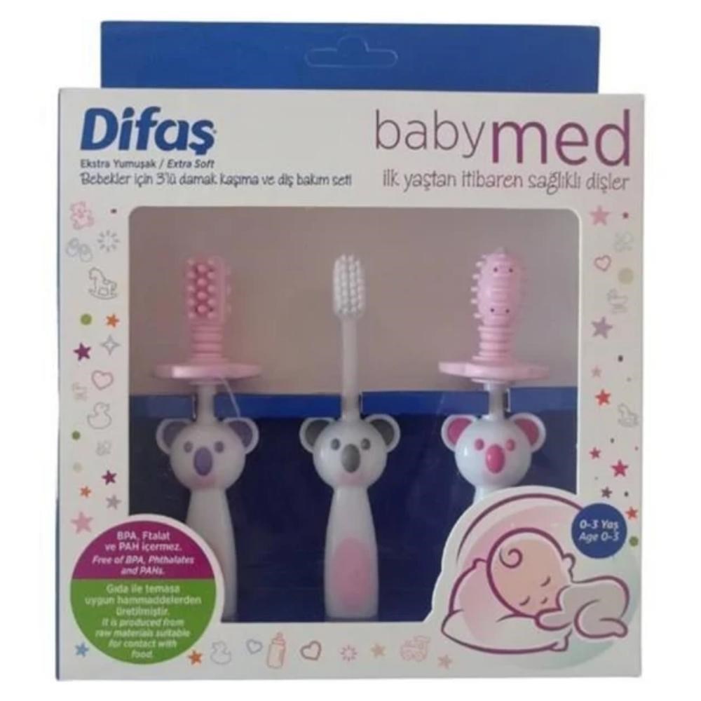 DIFAS BABYMED 3 LU PEMBE BEBEK AGIZ BAKIM SETI
