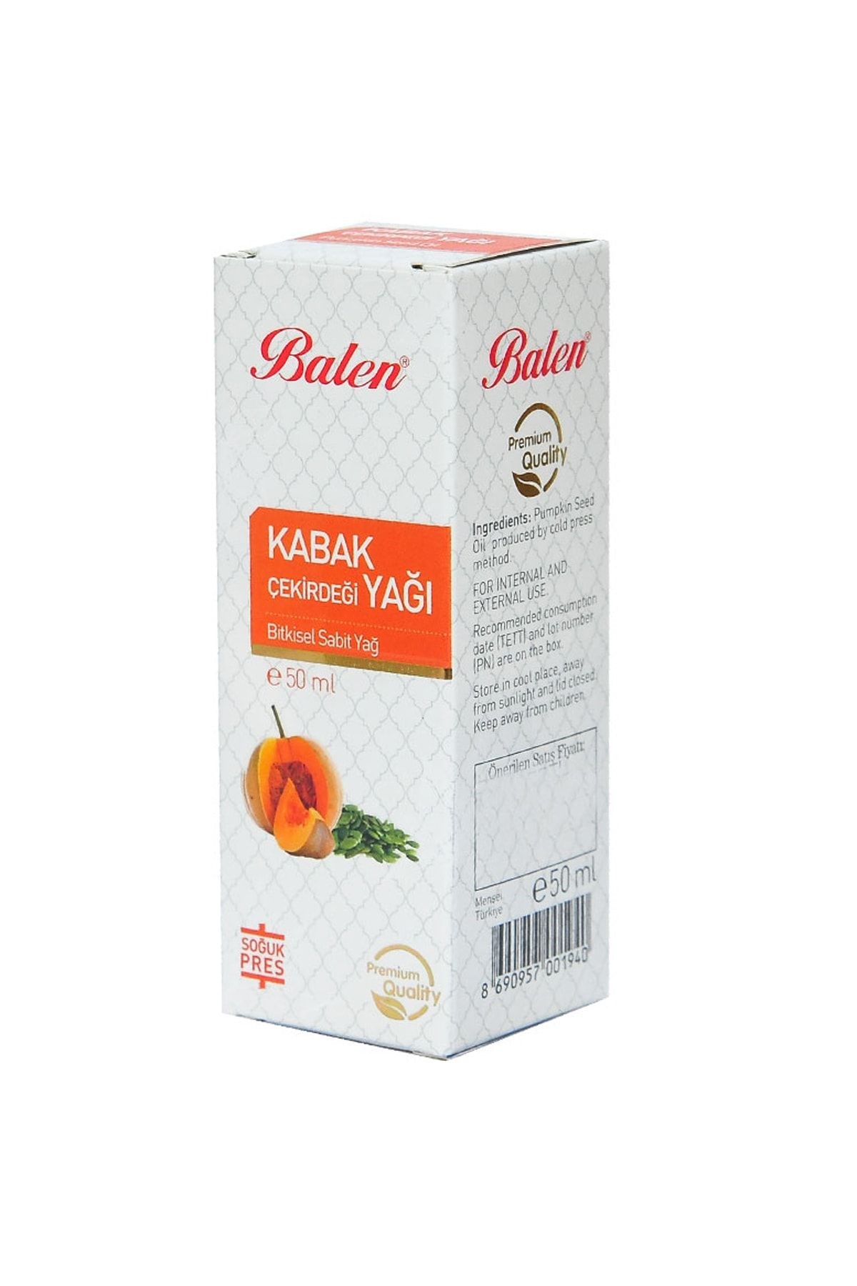 Balen Kabak Çekirdeği Yağı (Soğuk Pres) 50 ml