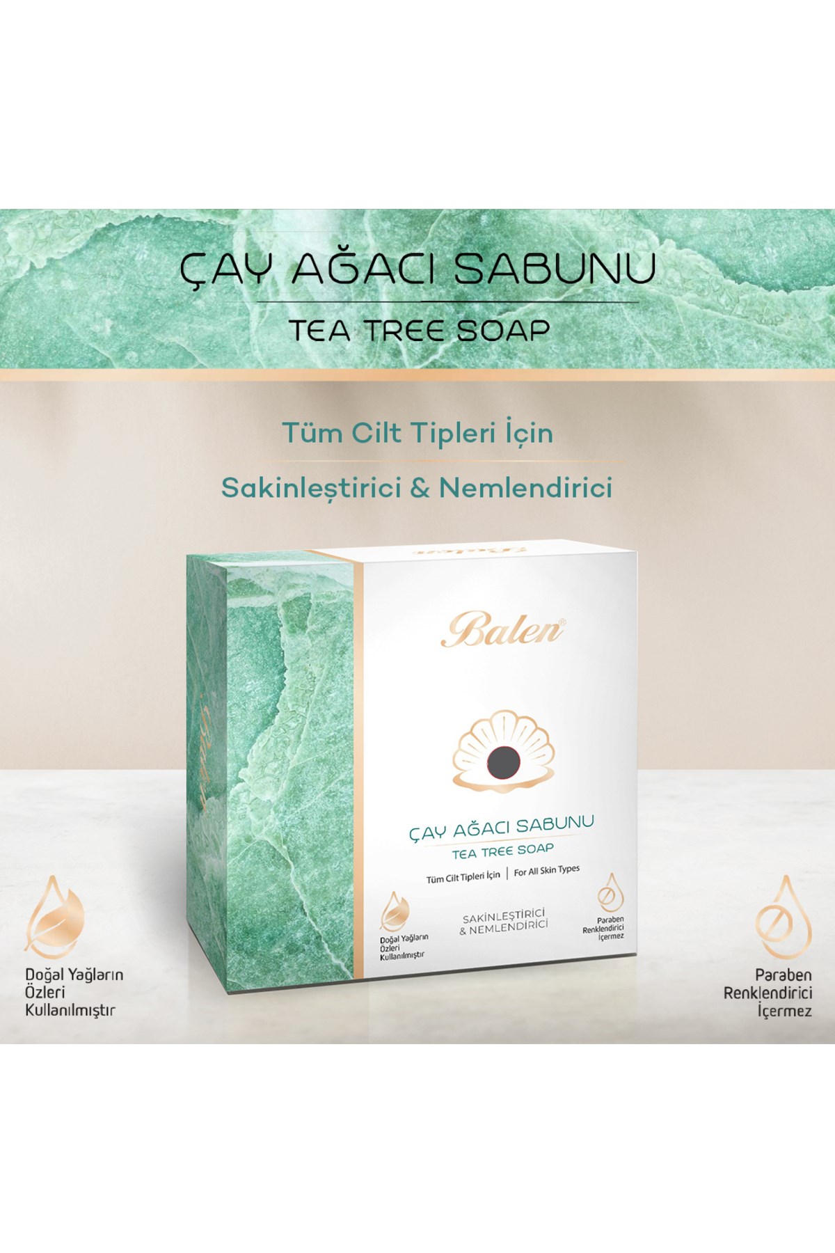 Balen’s Beeauty Çay Ağacı Sabunu Sakinleştici ve Nemlendirici 125 gr