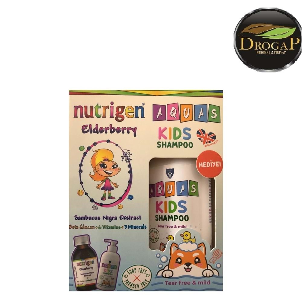 Nutrigen Elderberry Kara Mürver Şurup 200 ml + Aquas Kids Şampuan 250 ml Hediyeli