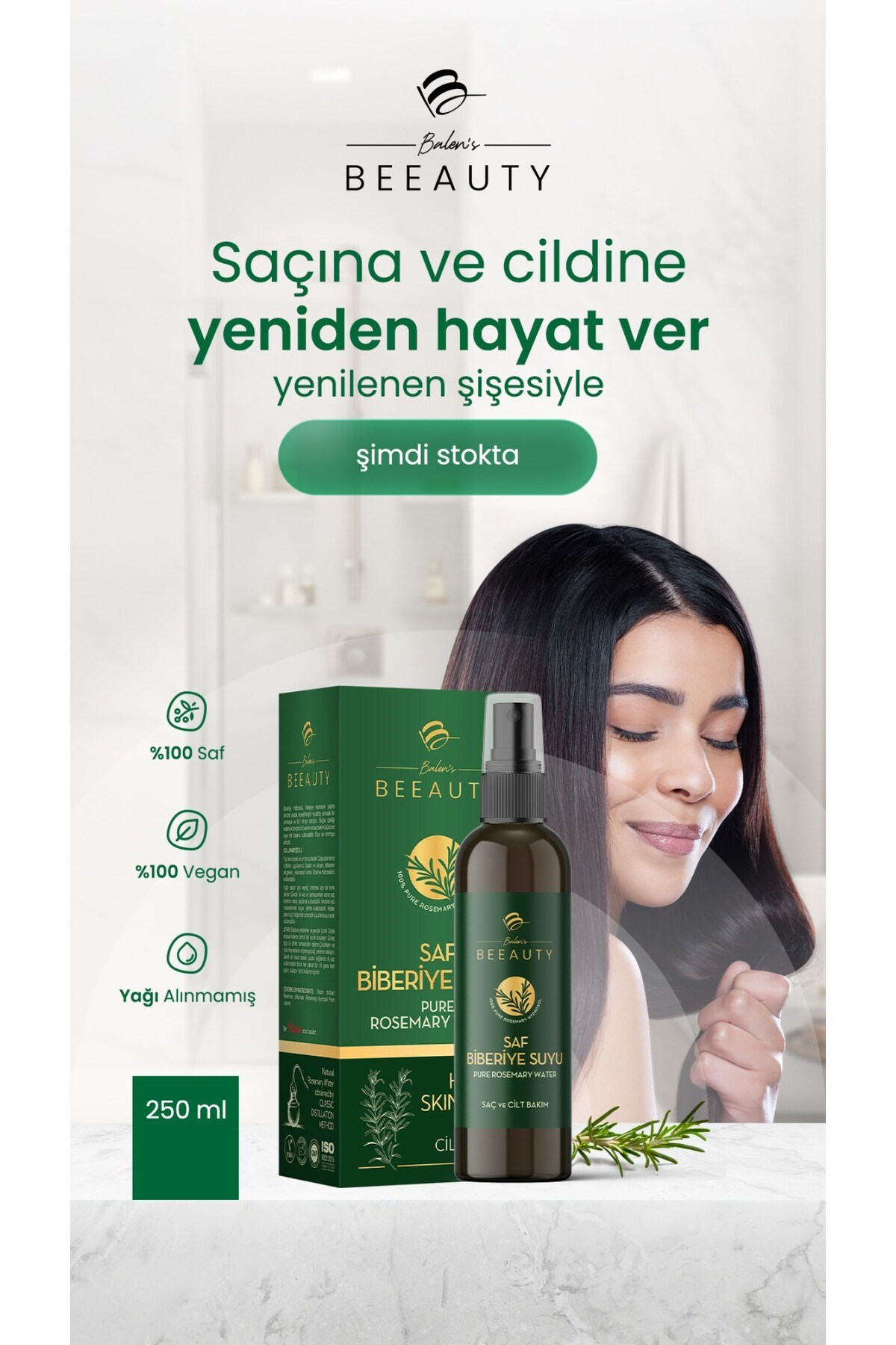 Balen’s Beeauty Saf Biberiye Hidrosolü 250 Ml