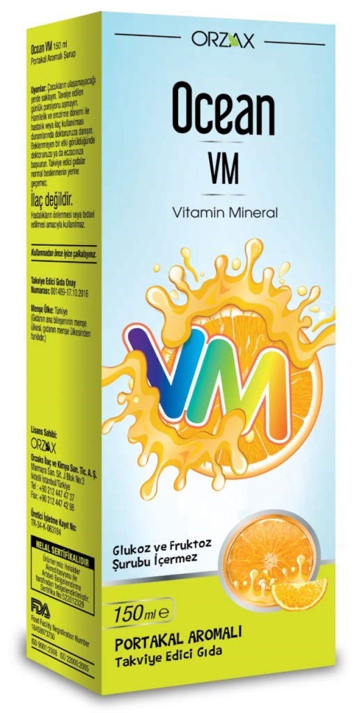 Ocean VM Vitamin Mineral Portakal Aromalı Şurup 150 mL