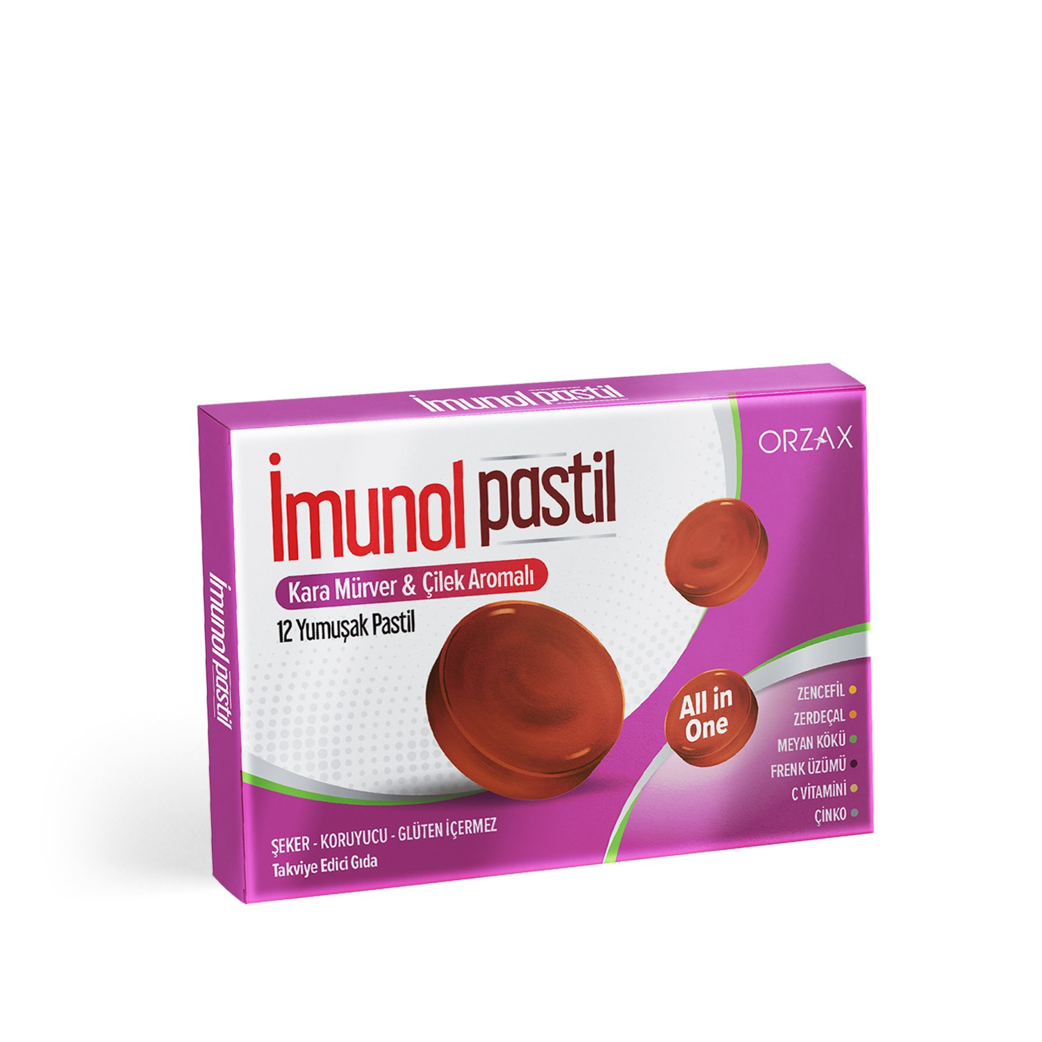 İmunol Karamürver Çilek Aromalı 12 Pastil