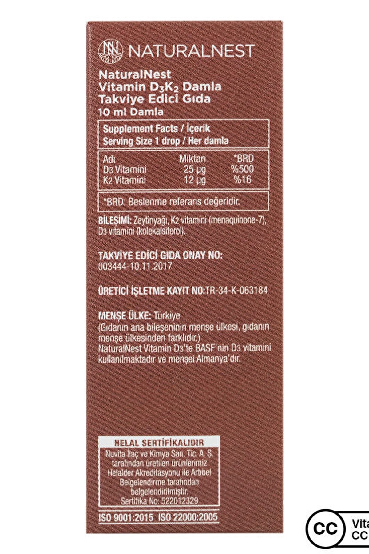 Naturalnest Naturalnest Vitamin D3k2 Damla 10 ml