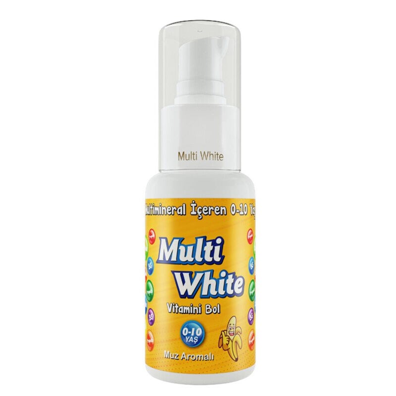 Multi White Multivitamin Multimineral Natural Muz Aromalı  0-10 Yaş Çocuk Diş Macunu 50 ml