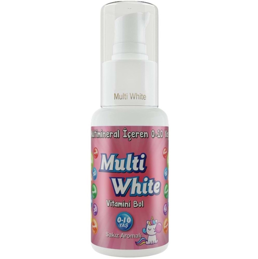 Multi White Multivitamin Multimineral Natural Sakız Aromalı 0-10 Yaş Çocuk Diş Macunu 50 ml