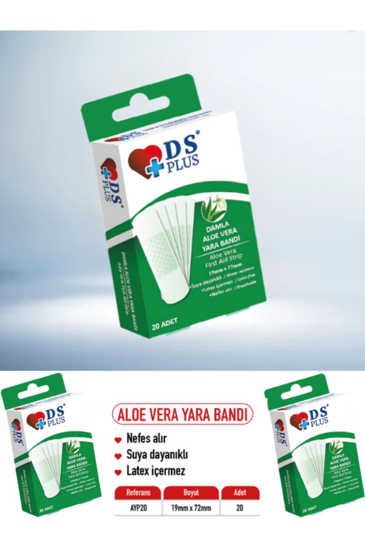 Damla Sağlık Plus Yarabandı Aloe Vera 20’li