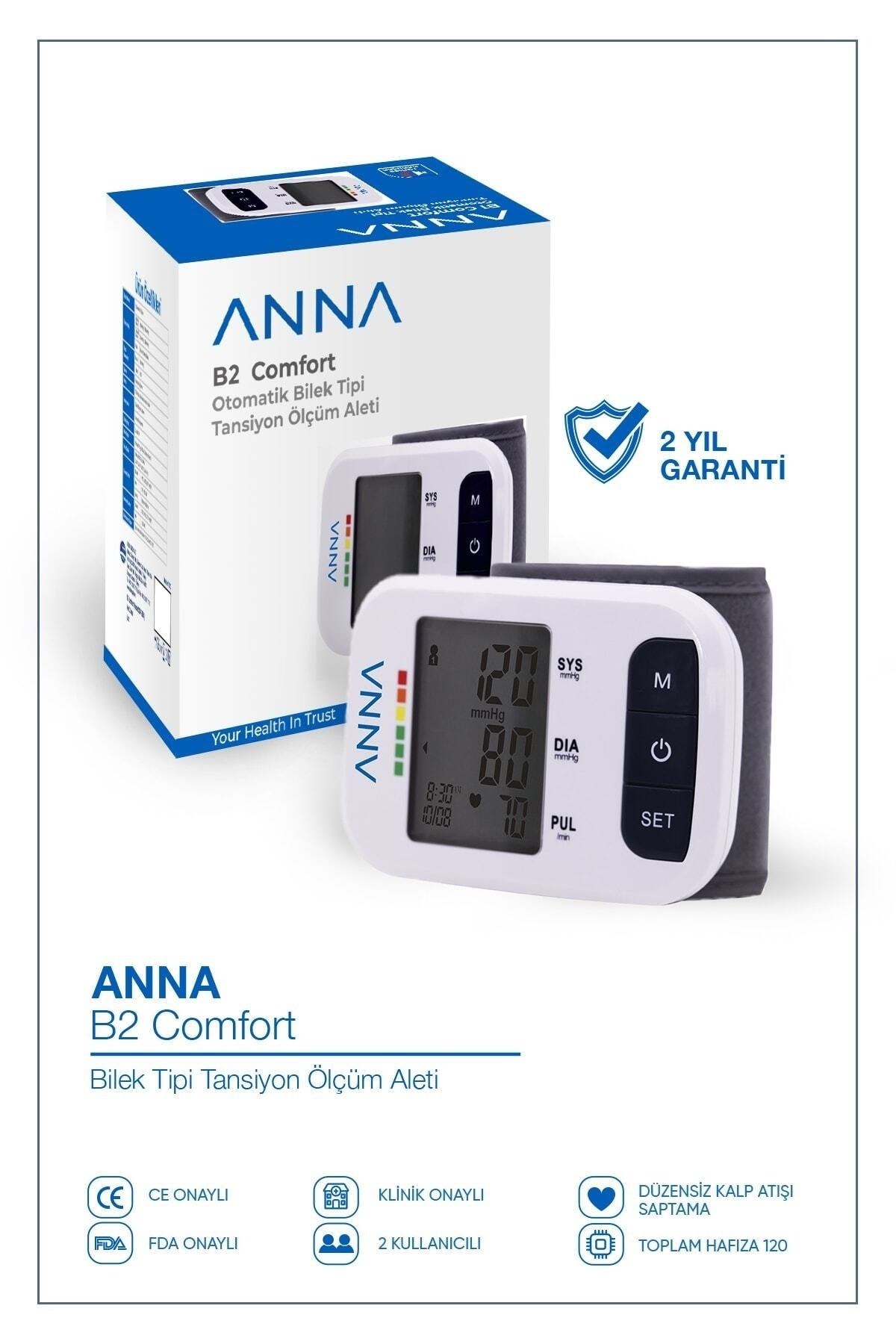 Anna B2 Comfort Dijital Bilekten Ölçer Tansiyon Aleti