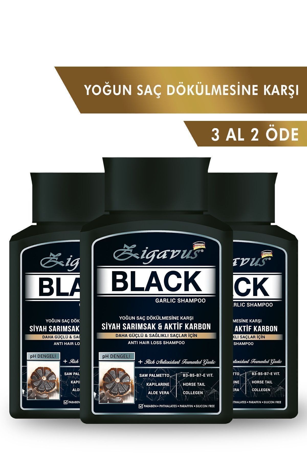 Zigavus Black Siyah Sarımsaklı Şampuan 300 ml - 3 Al 2 Öde