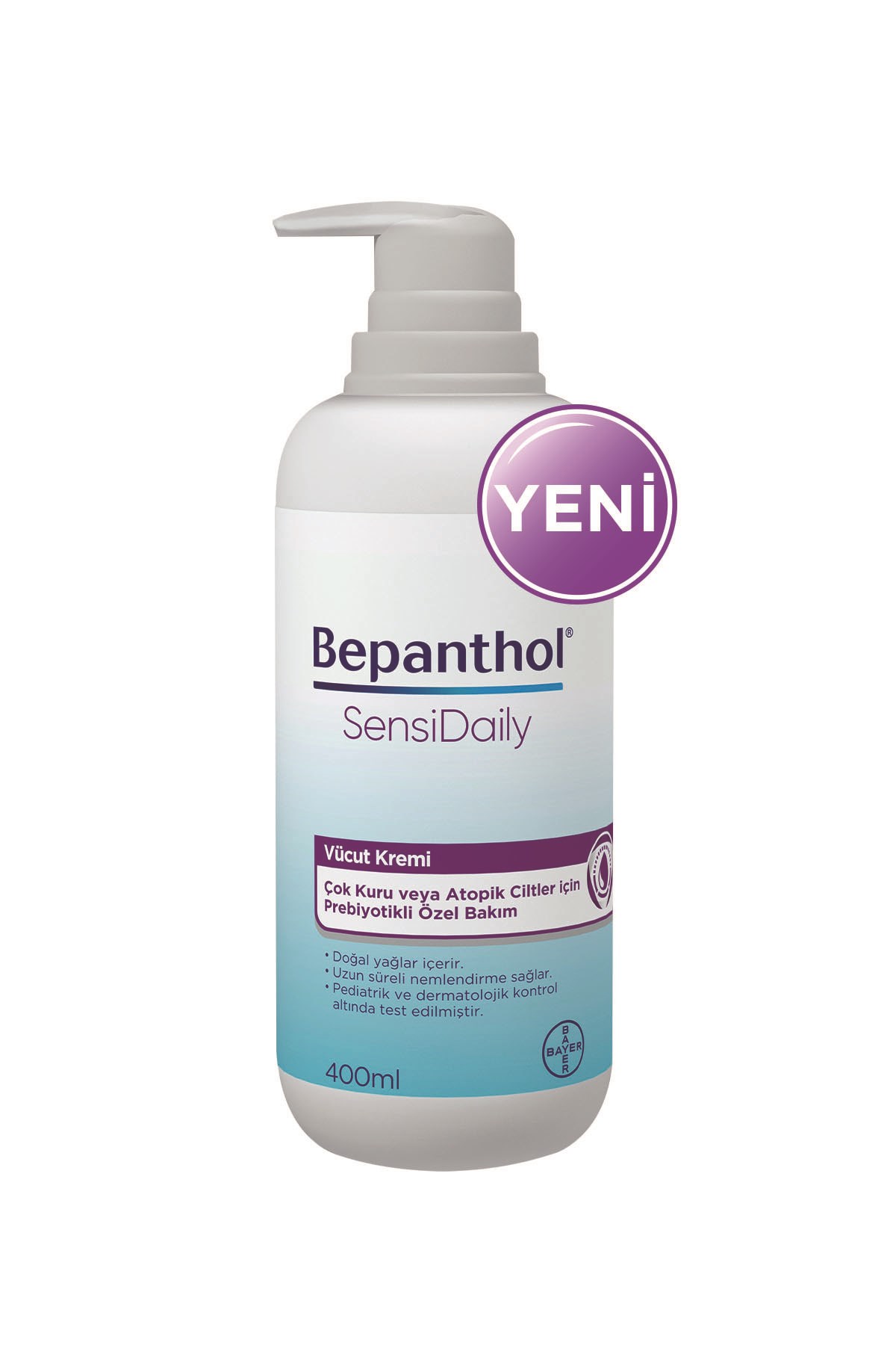 Bepanthol Sensidaily Pompalı Vücut Kremi 400 ml l Çok Kuru veya Atopik Ciltler İçin Prebiyotikli Öze
