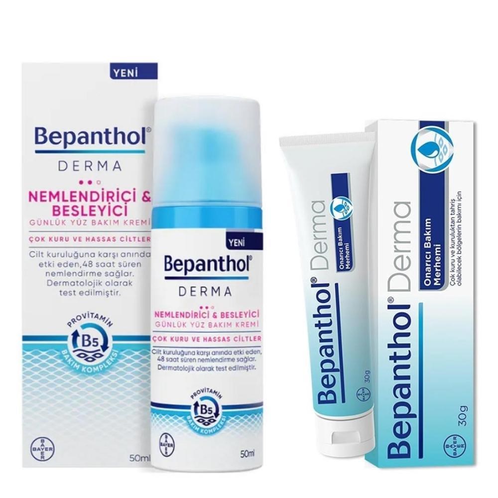 Bepanthol Derma Nemlendirici Besleyici Günlük Yüz Bakım Kremi Çok Kuru ve Hassas Ciltler 50 ml + Bep