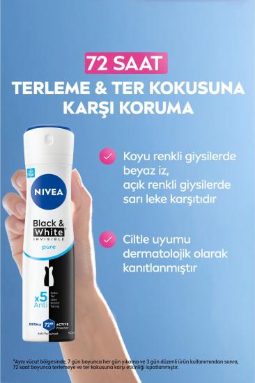 Nive Sprey Deodorant Invisible for Black & White Pure 150 ml