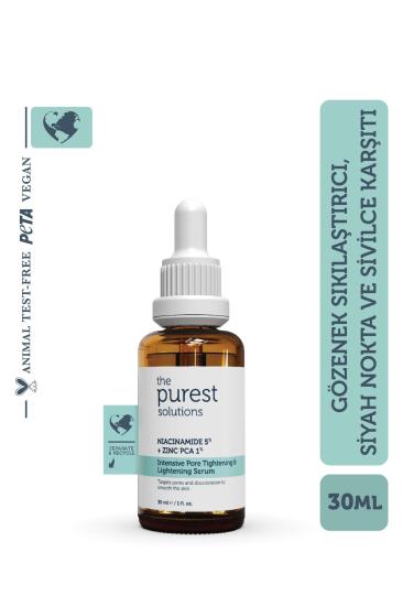 The Purest Solutions Gözenek Siyah Nokta ve Akne Giderici Bakım Serumu 30 ml (Niacinamide 5% + Zinc