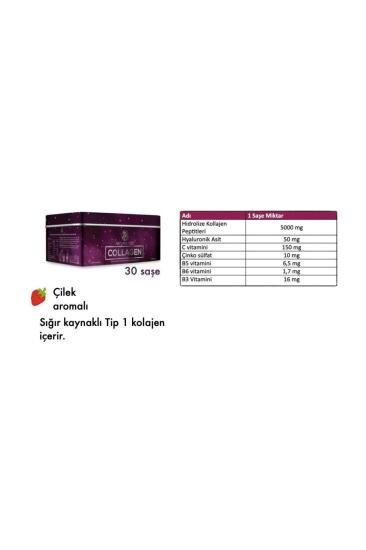 Collagen 30 Saşe Vitamin Kompleks Çilek Aromalı